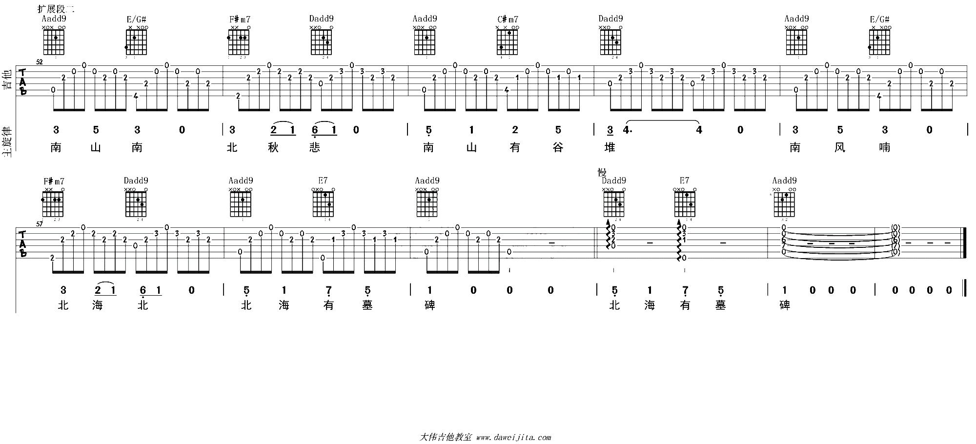 张磊《南山南》吉他谱_G调吉他独奏谱_中国好声音张磊版本 - 打谱啦